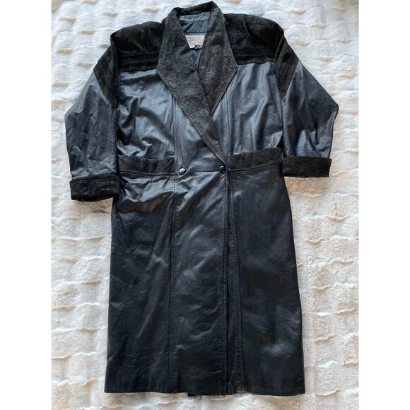 🔥Vintage Pelle Studio Double Breasted
Baroque Leather Long Duster Coat Jacket M - Picture 4 of 16